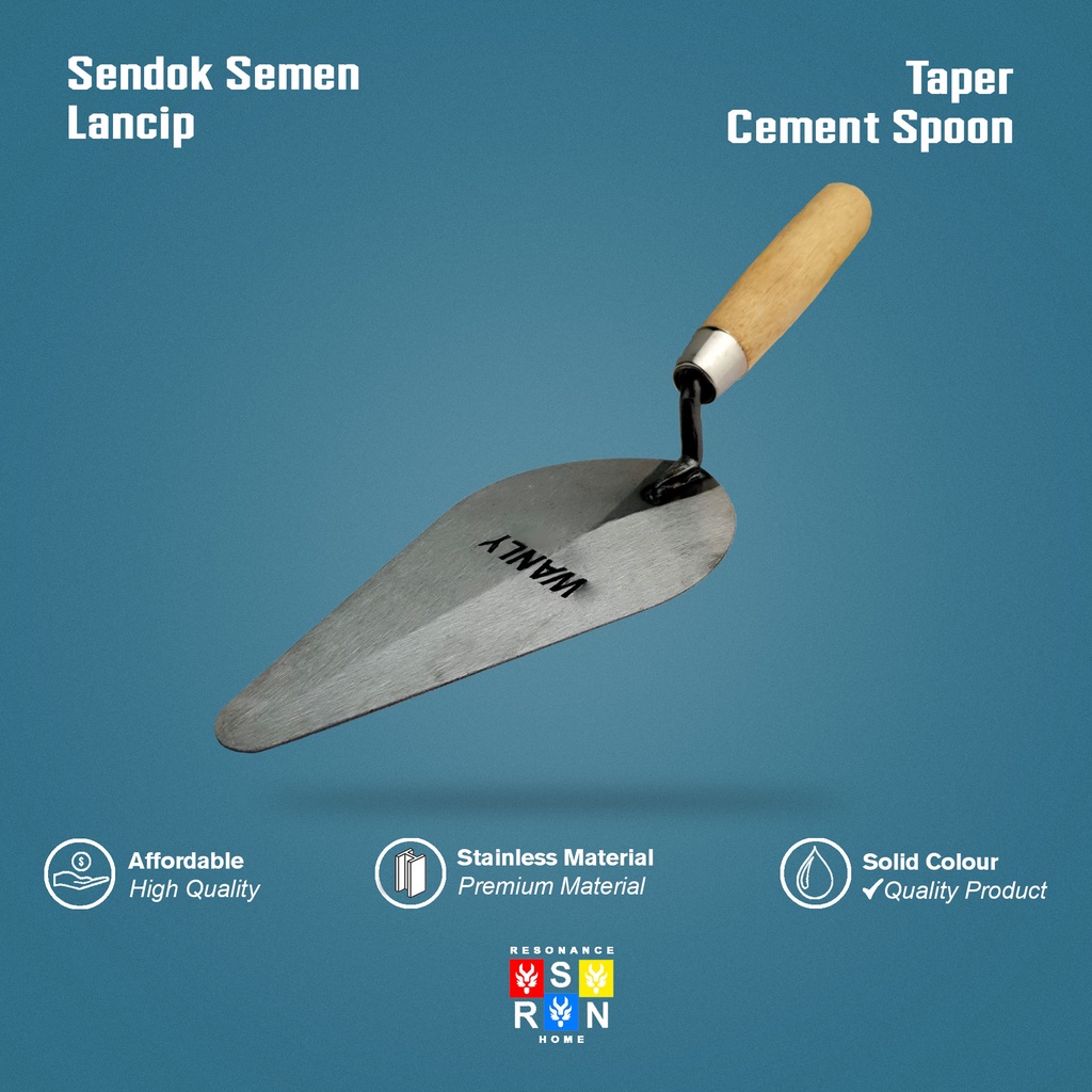 Sendok Tembok Lancip 6 Inci Gagang Kayu l Cetok Skop Semen 6&quot; Resonance Home
