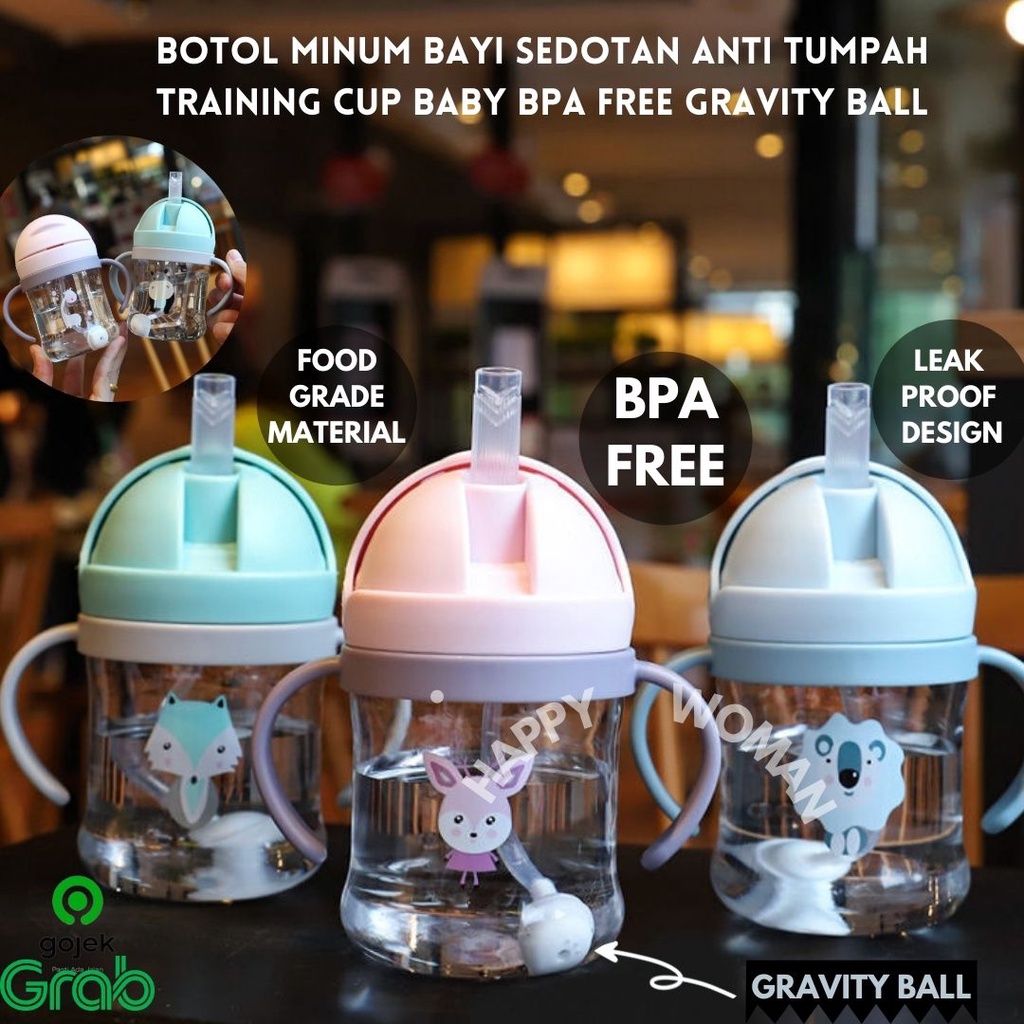 Botol Minum Bayi Gelas Anak Balita Anti Tumpah Training Cup Baby BPA Free Botol Sedotan Bayi Termurah