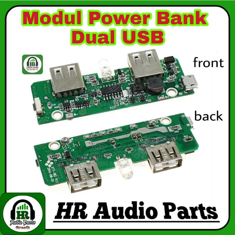 Modul Power Bank Dual Output USB 5V Baterai Littium ion 18650