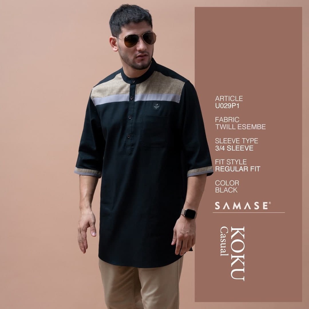 SAMASE Koku Casual Lengan 3/4 U029P5 - Black
