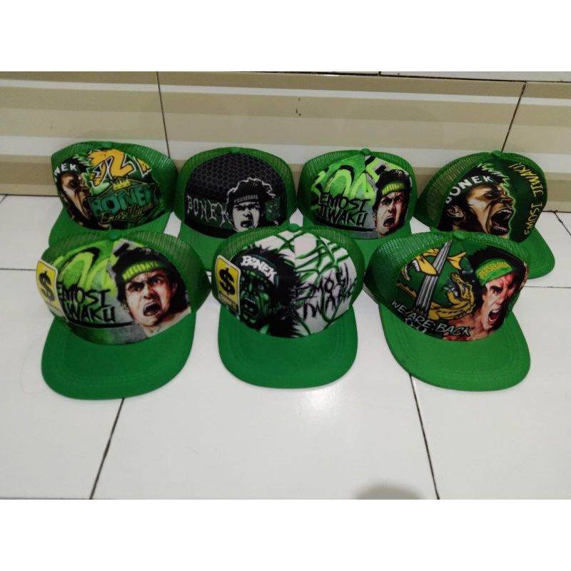 (PERSEBAYA) TOPI JARING PERSEBAYA BONEK PRINT TERBAIK - TOPI JALA BONEK