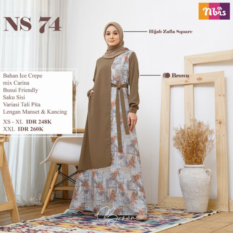 GAMIS NIBRAS NS 73 || BABY PINK || DUSTY PINK || BROWN