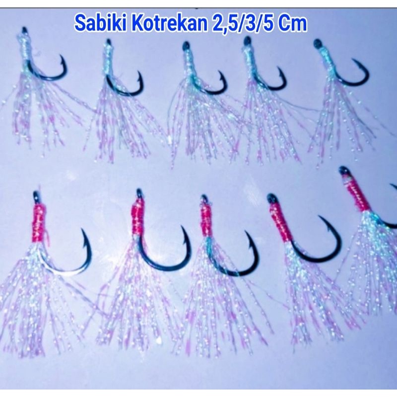 10 PCS Sabiki 2,5/3-4Cm Bahan Bulu Mutiara Kilap ✓ Bahan Bulu Mutiara Aurora Threads Halus ✓ Bahan U