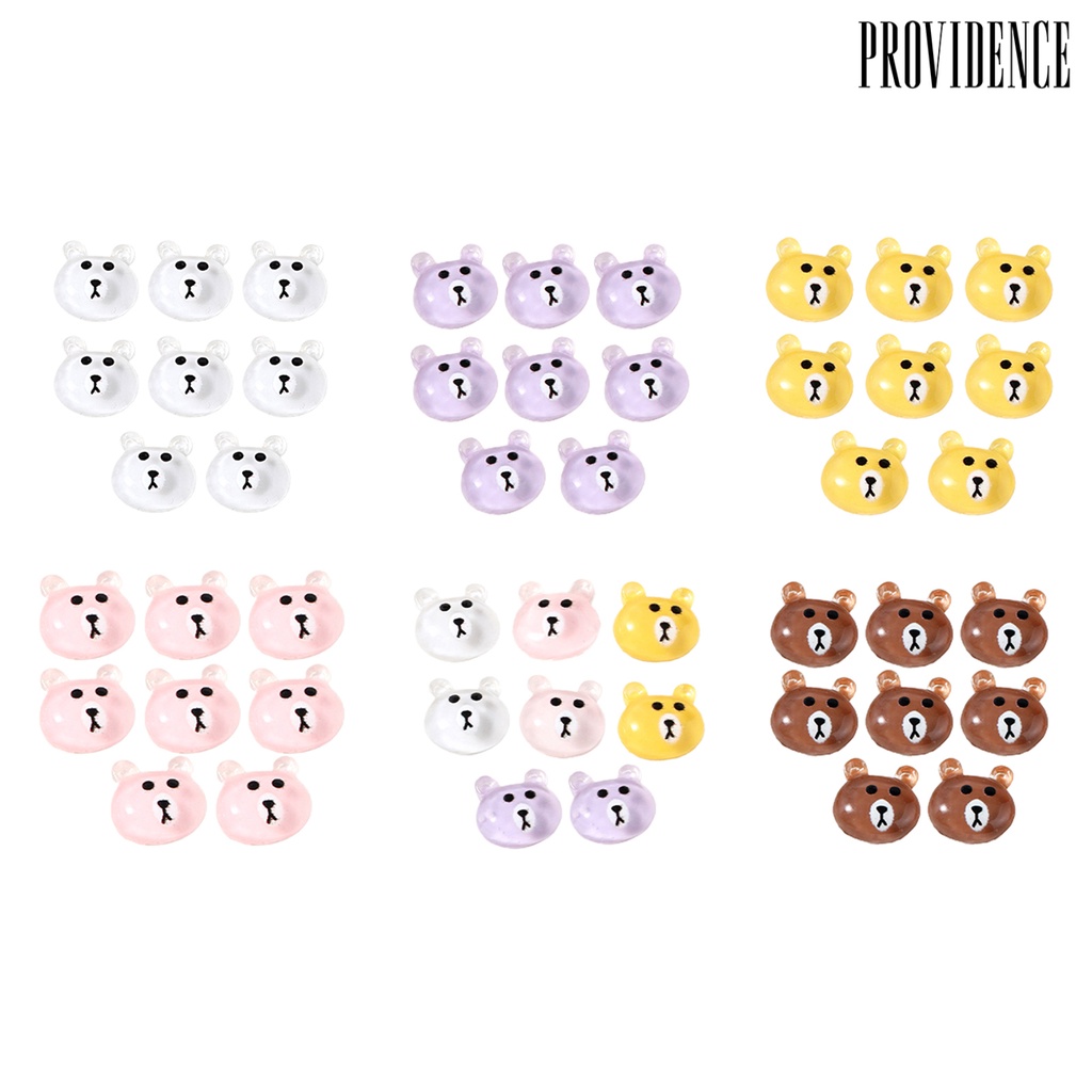 Providence 8Pcs/Bag Fingernail Decoration Universal Lovely Resin Nail Art Accessories Cute Teddy for Personal Use