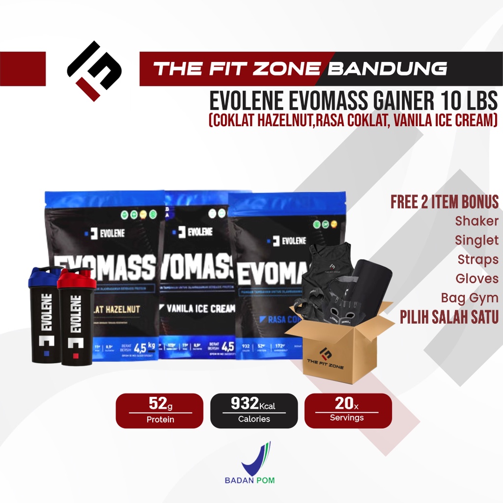 EVOLENE Evomass Gainer 10 Lbs 4500 Gram Weight Mass Gainer Evolene Evo mass Evomass Hazelnut BPOM