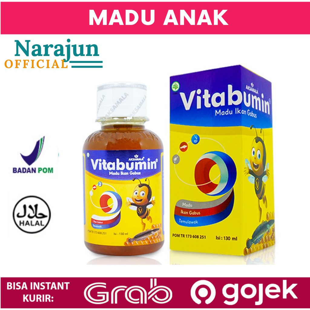 

Madu Vitabumin Anak Sehat Albumin Ikan Gabus Daya Tahan Tubuh Nafsu Makan - 130ml