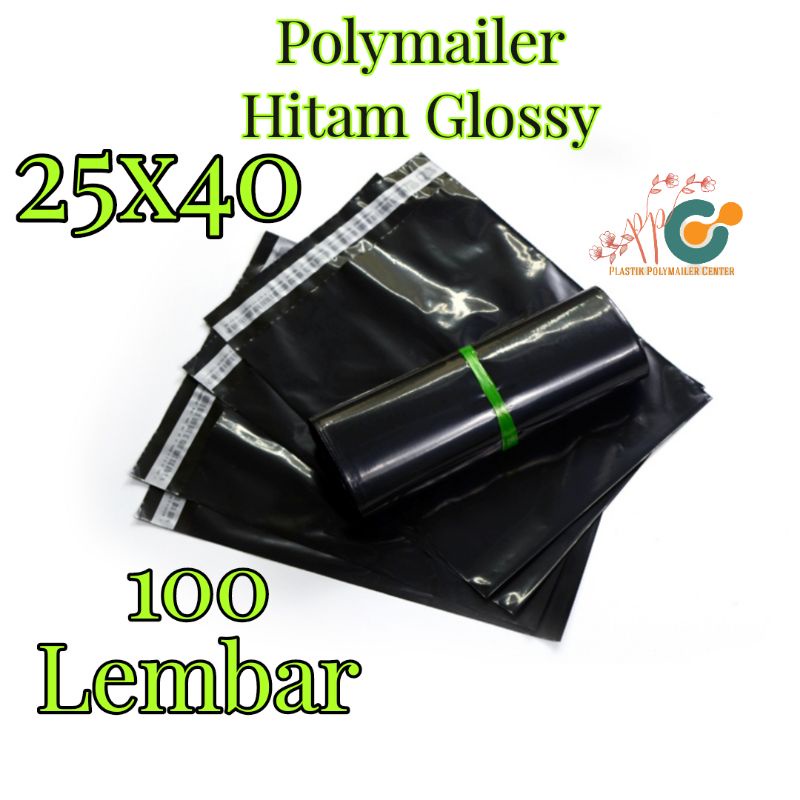 

Plastik Polymailer 25x40CM isi 100Pcs Hitam Glossy Lem Perekat Kantong Packing Online Shop Amplop Polimer