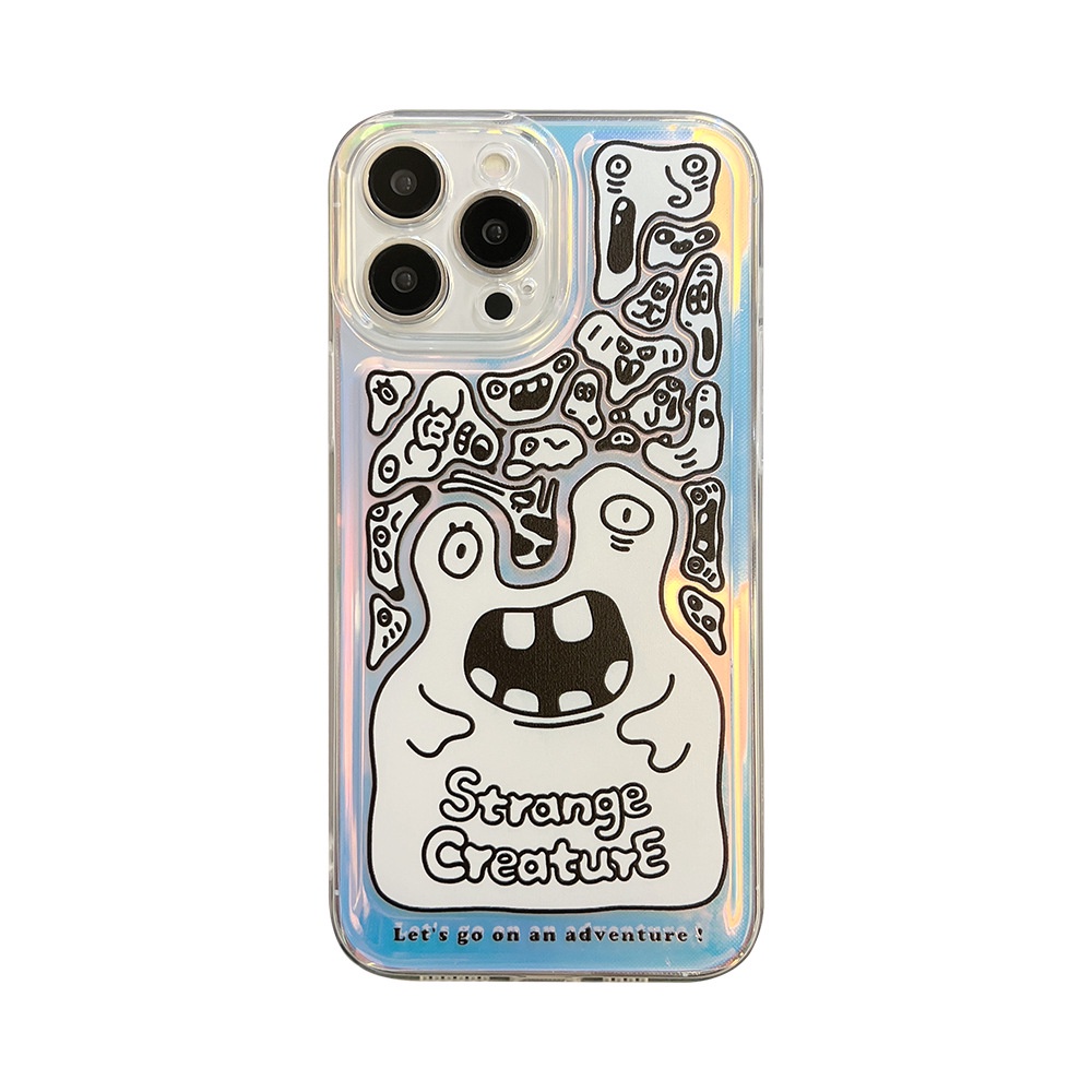 Case Pelindung Transparan Motif Kartun Monster Dengan Kartu Laser Untuk Iphone 11 8 7 Plus SE2 XS XR 12 13 Mini PRO MAX