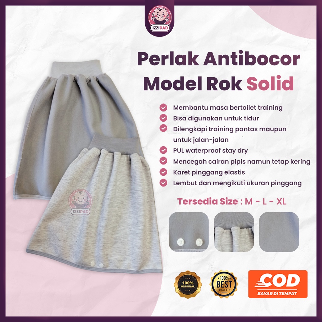 Izzypad Perlak Bayi Waterproof Jumbo Rok Solid Popok Anti Ompol Bocor Anak Bayi
