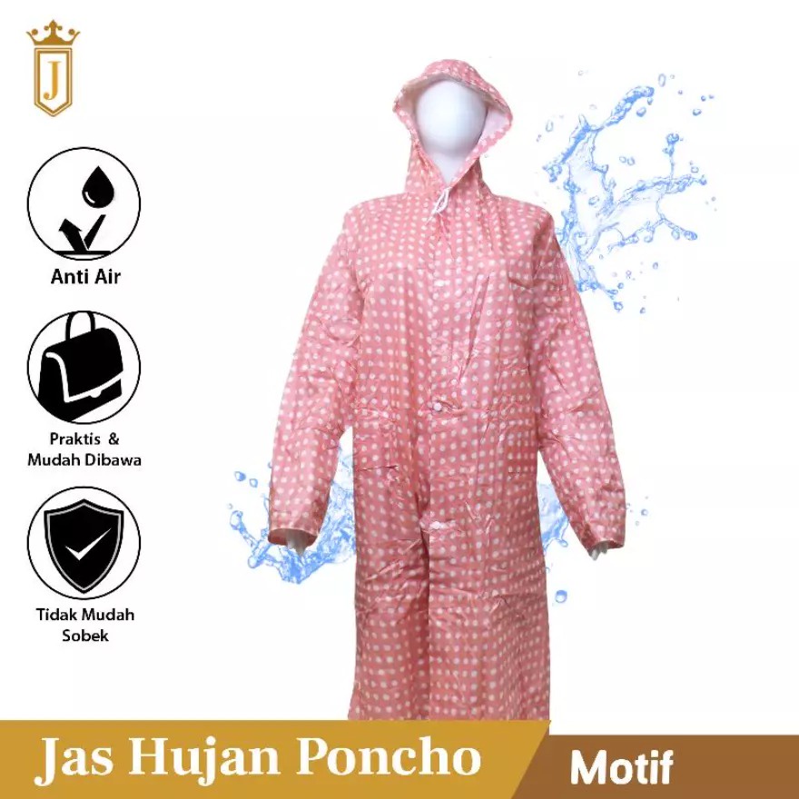 JAS HUJAN PONCHO LENGAN POLKADOT RAINCOAT JAPAN EXPORT ROSIDA 2C