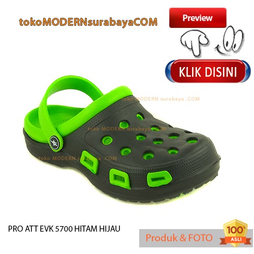 PRO ATT EVK 5700 HITAM HIJAU sandal anak sandal bakpao ringan