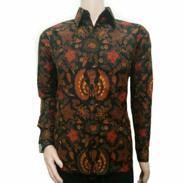 Risna Batik HRB026 kenongo kemeja hem pendek padi pekalongan M L XL MURAH KEREN bati pria wajik biru