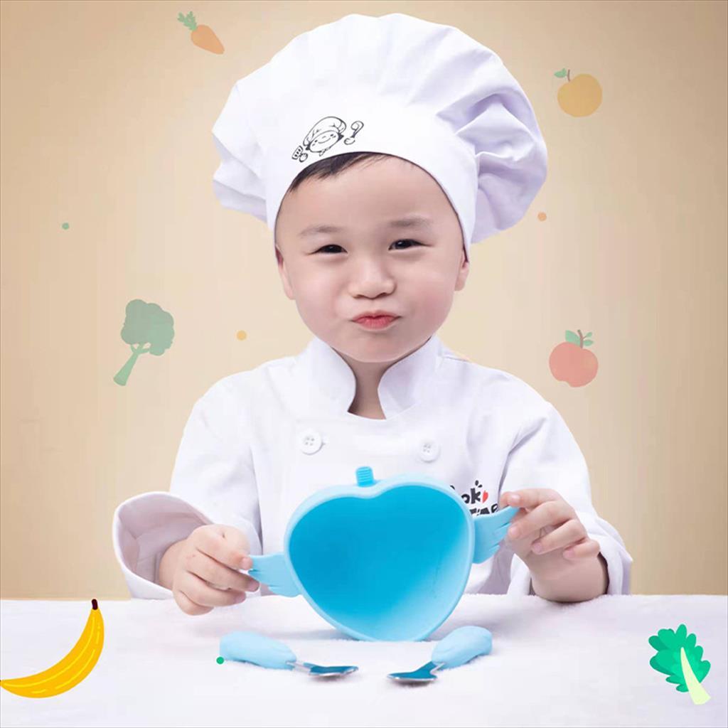 JMILO Premium Silicon suction plate sendok garpu anak Heart Hati Love