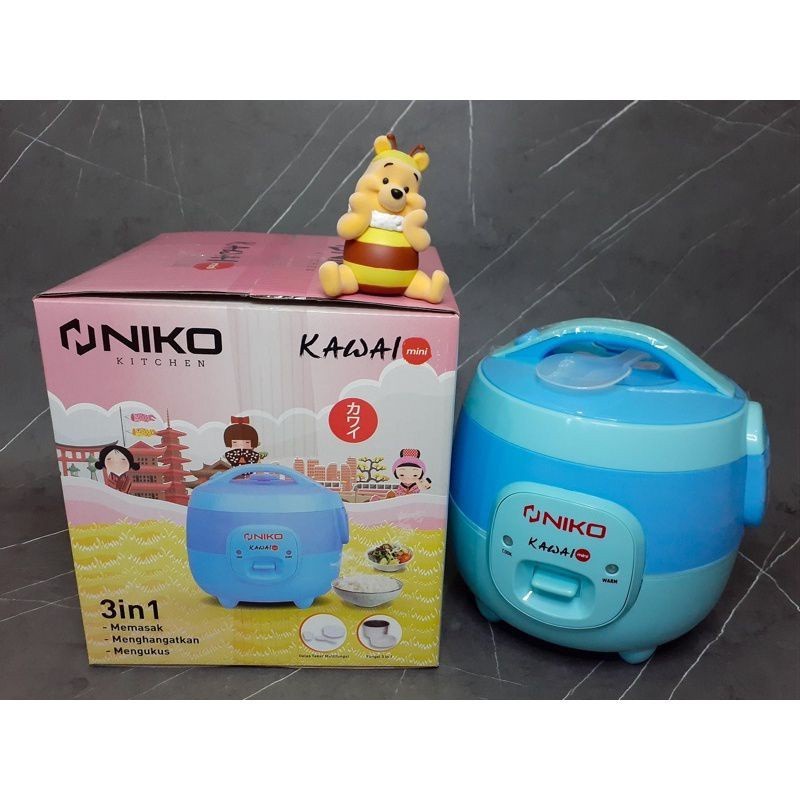 Niko Magic Com 1 Liter Mini Kawai Biru Blue Rice Cooker Penanak Nasi