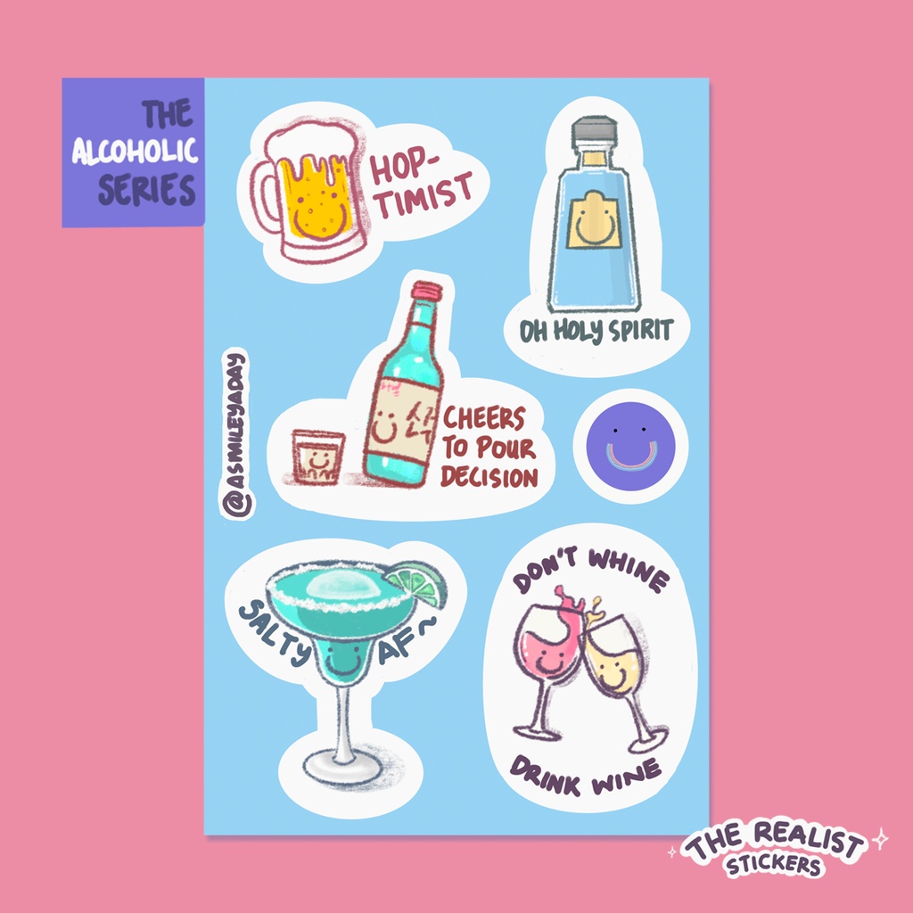 

Sticker Alcoholic Series A Smiley A Day - Sticker Vinyl Cute A6 Kiss Cut