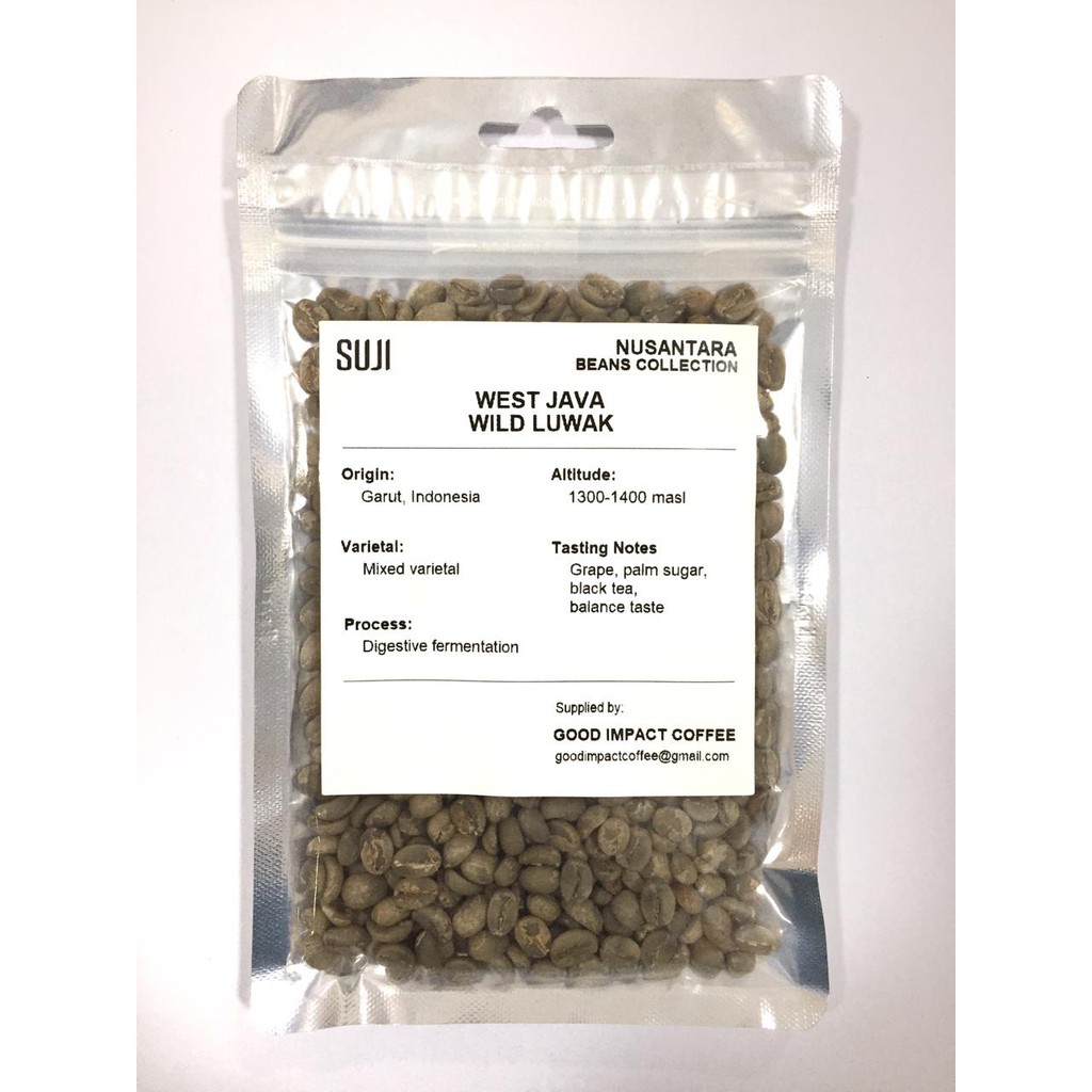 Biji Kopi Mentah / Green Beans Arabika, Jawa, Luwak Garut 100 gr