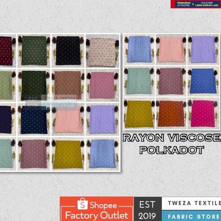 [KODE LCZHU] Kain Katun Rayon Motif Polkadot Viscose Premium Uniqlo. Bahan Pajamas, Daily