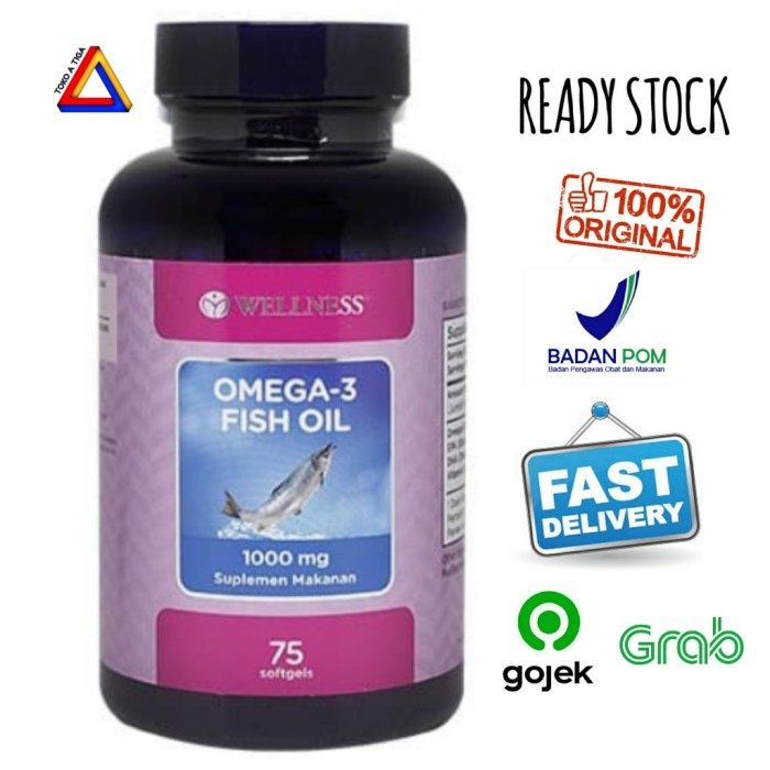 TUBUH-KEKEBALAN-SISTEM- WELLNESS OMEGA3 FISH OIL 1000MG OMEGA 3 1000 MG 75 SOFGELS MINYAK IKAN