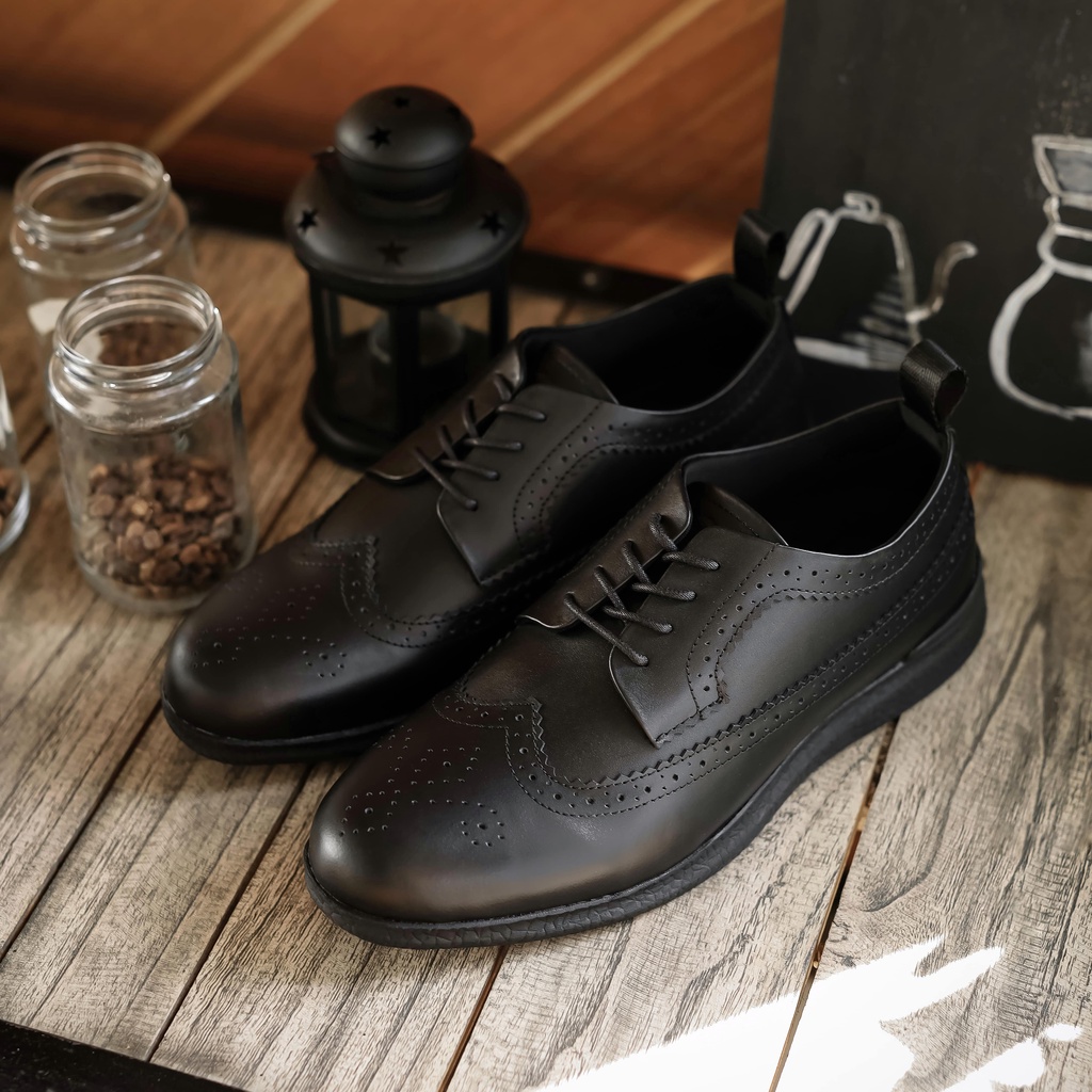 Sepatu Kuli Sapi Asli - Sepatu Formal Casual Pria Kerja Kantor Kondangan Pantofel Hitam Pria Tali Sepatu Pantopel Oxford Cowok Pria Kasual Original