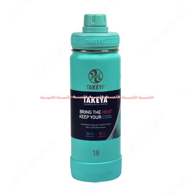 Takeya 530ml Vacuum Flask Biru Tosca Teal Botol Minum Dengan Pegangan Takkeya Vacuum Vakum Flash