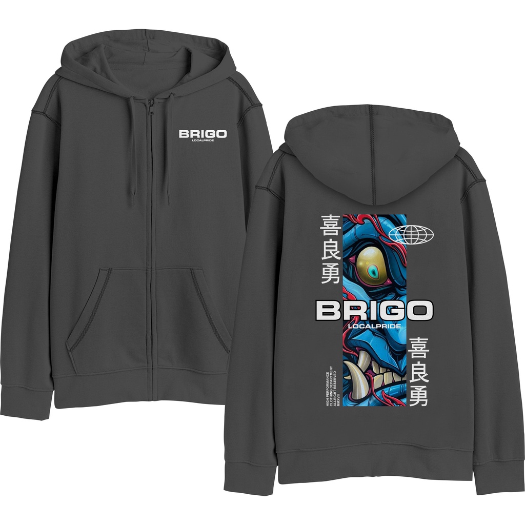 Sweater Hoodie Resleting BRIGO ONI Sablon DTF Fleece Cotton II BRIGO Zipper Jumper Hoodie ONI II M-XXL (Pria &amp; Wanita) Free stiker&amp;Gantungan Kunci