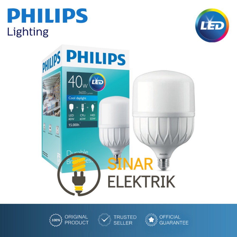 Philips LED Bulb 40W Putih Lampu Kapsul TrueForce 40 W Watt TForce 40Watt Original Garansi