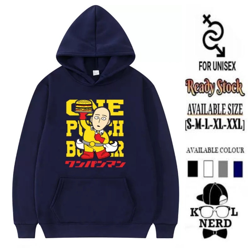HOODIE COSPLAY MANGA JEPANG ONE PUNCH MAN SAITAMA KARAKTER FULL COLOUR SABLON CASUAL STYLE