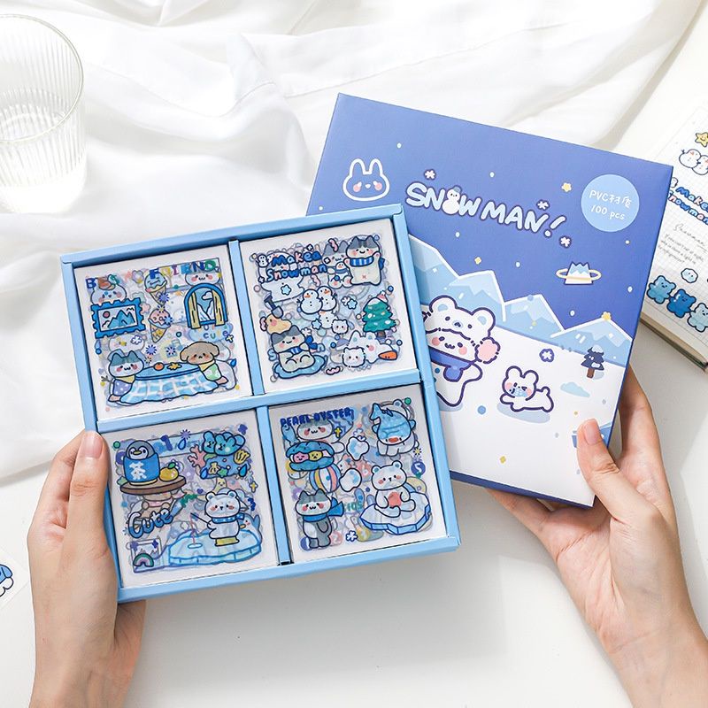 

5 Lembar Stiker Tumblr Stiker Set Motif Snow man Stiker Aesthetic Botol Minum / Hp / Laptop / Diary Stiker Anti Air