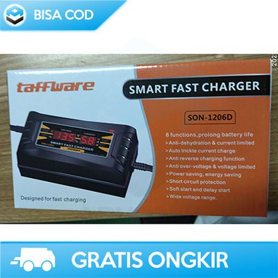 CASAN AKI OTOMATIS MOTOR DAN MOBIL TAFFWARE SON-1206D FAST CHARGER 12V