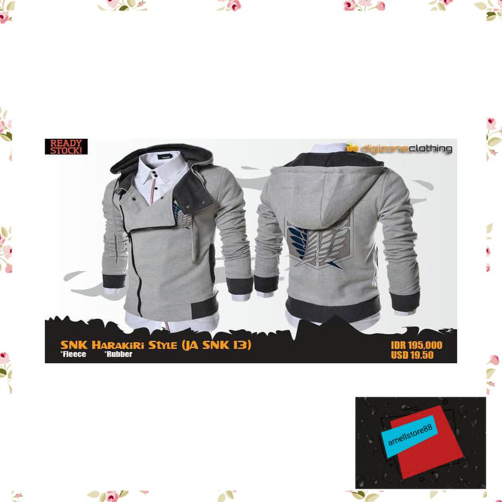 Jaket Pria parasut parka gunung harakiri attack on titan abu WE246