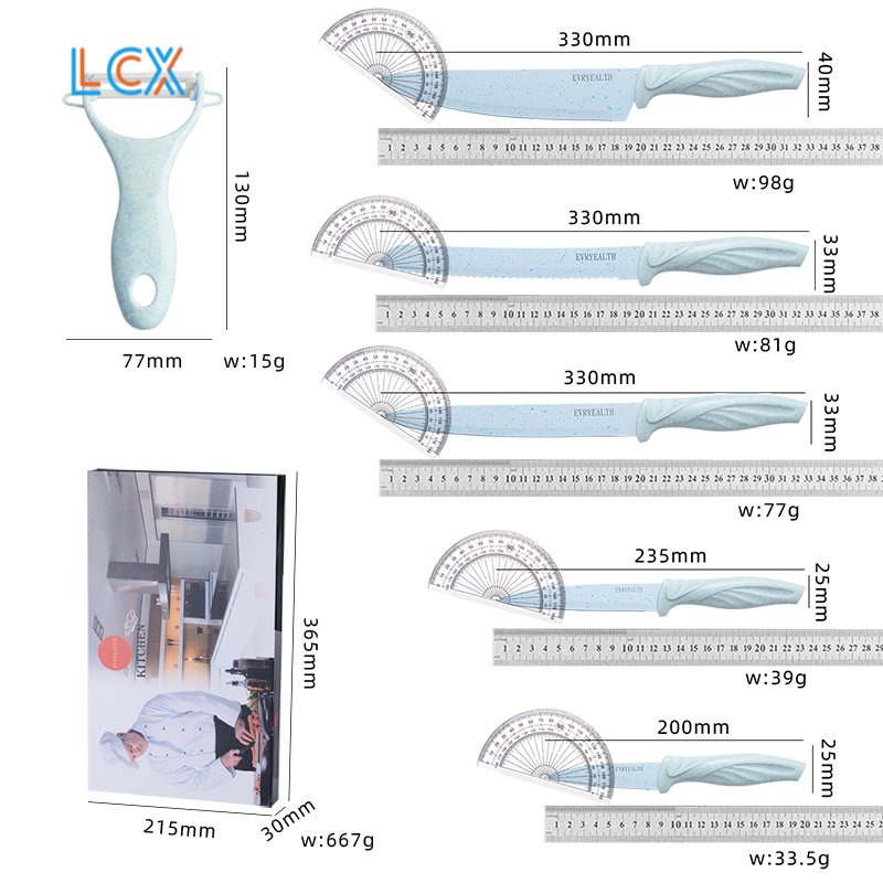 LCX Knives 6 in 1 Set Pisau Dapur Lengkap Pisau Daging Pisau Roti Pisau Serbaguna Pisau Buah Peeler VS-1851