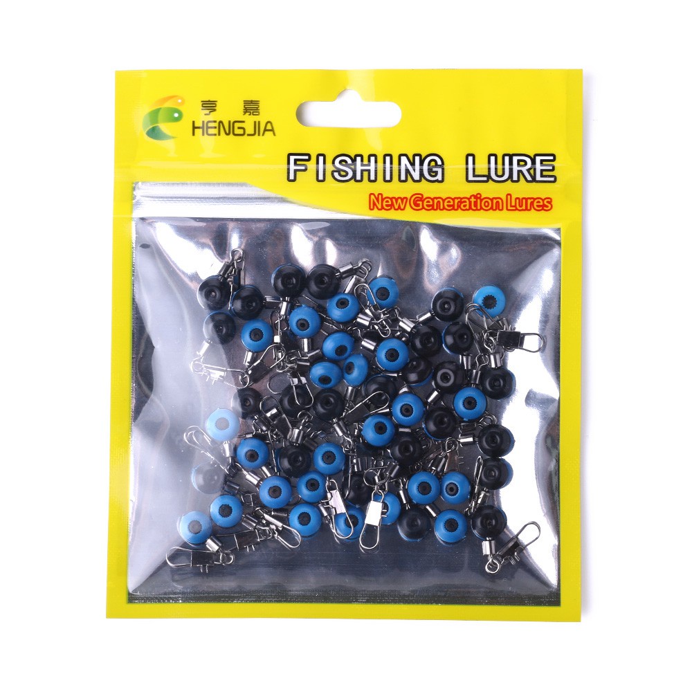 HENGJIA 50PCS/Bag Fishing Float Bobber Space Beans Interlock Snap Connector Sea Fishing Lure