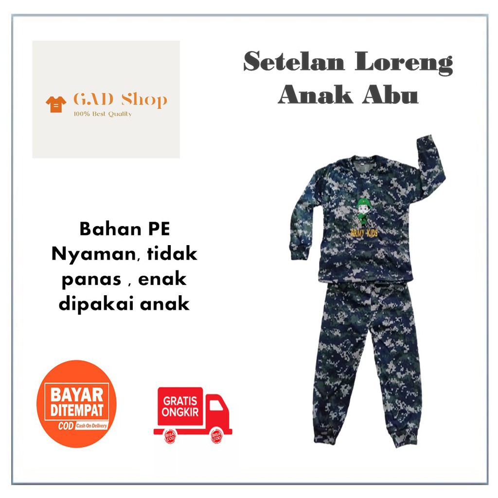 SETELAN KAOS ANAK LORENG ARMY TENTARA POLISI TACTICAL TNI HARIAN MURAH / BAJU LAKI-LAKI / PEREMPUAN