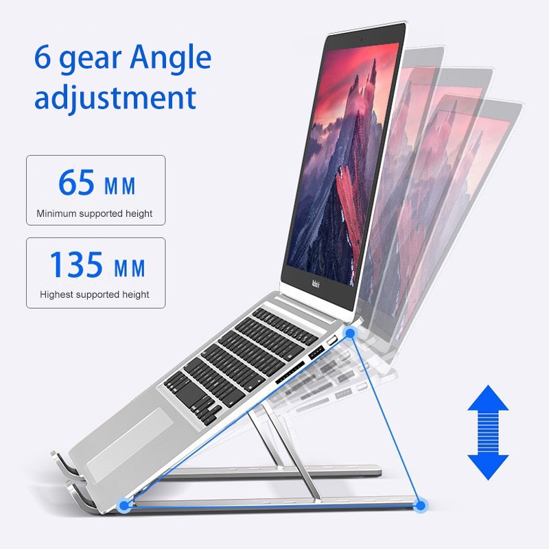 18 Inci Stand Penyangga Tatakan Stand Laptop Holder Lipat Adjustable Anti Slip  Aluminium Multifungsi