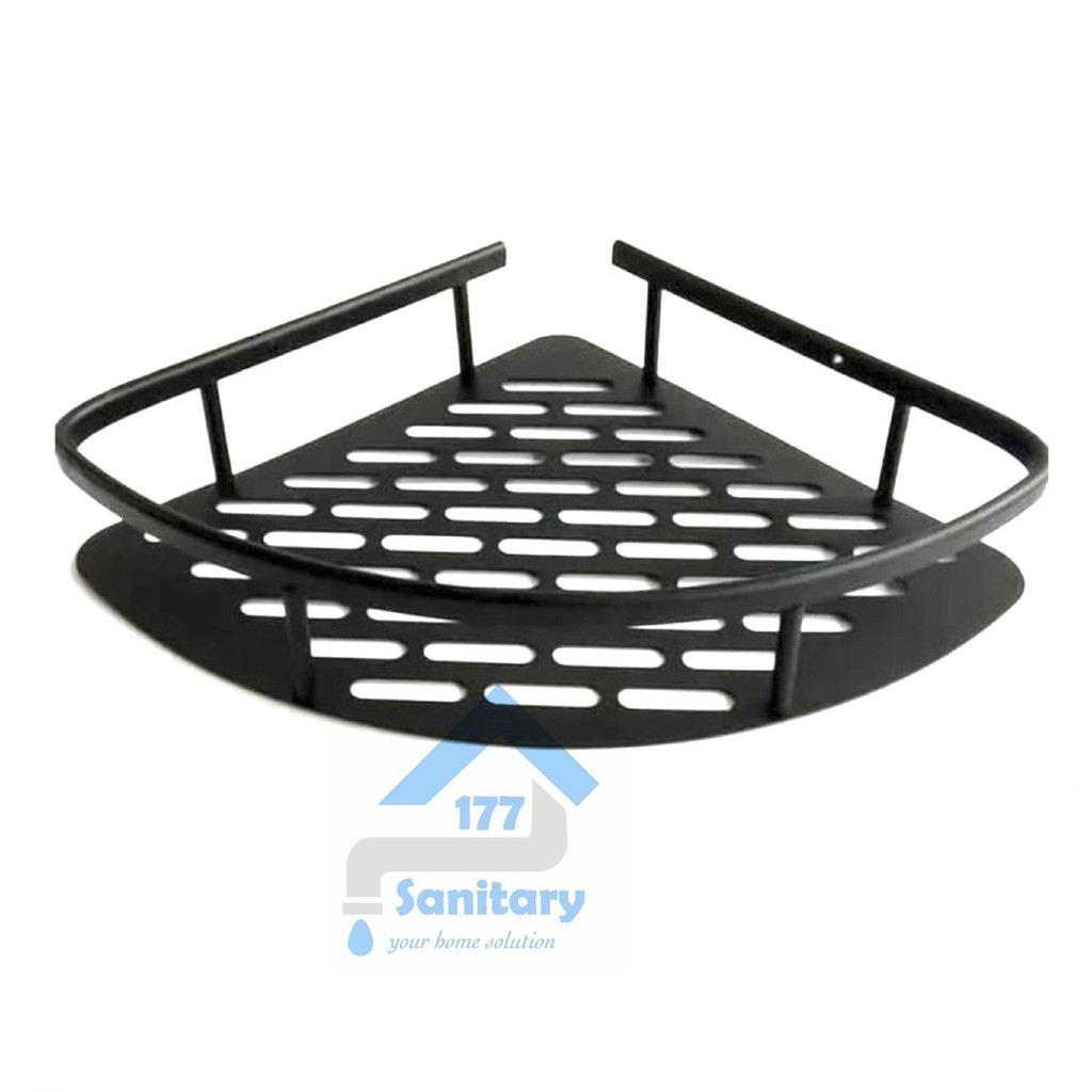 Rak sudut aluminium HITAM- rak dapur pojok  kamar mandi tempat sabun shampo sink rack Black