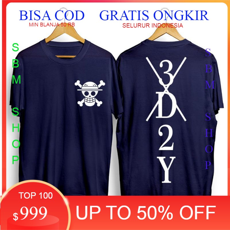 KAOS DISTRO KARTUN/ANIME ONE PIECE 3D2Y NEVY