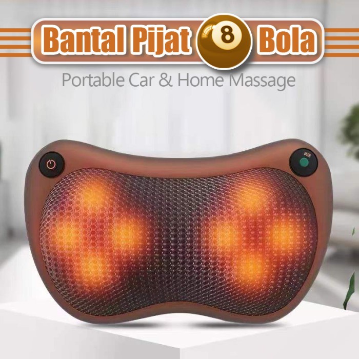 Alat pijat elektrik bantal pijat portable 8 bola / Alat bantu pijat leher multifungsi elektrik + kabel charge / pake in car / Alat Pijat Elektrik / Bantal pijat massage pillow mobil Bantal Pijat Leher Punggung Portable 202 / Bantal Pijat 8 Bola Massage