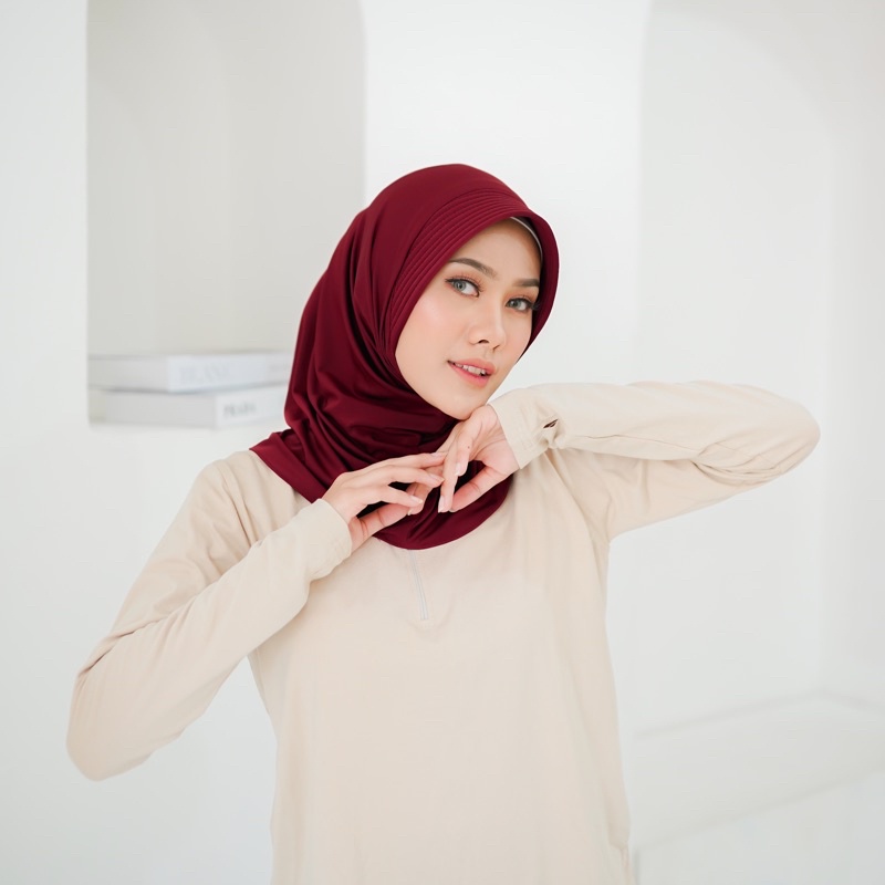 COD Jilbab Sport Hijab Instant Sporty Jilbab Volly Clemira Bergo Sport-MARUN