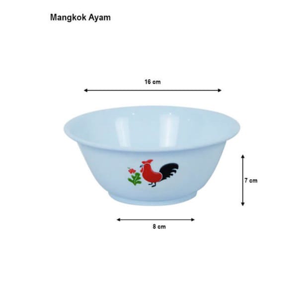 1 Lusin mangkok plastik ayam jago mangkukplastik