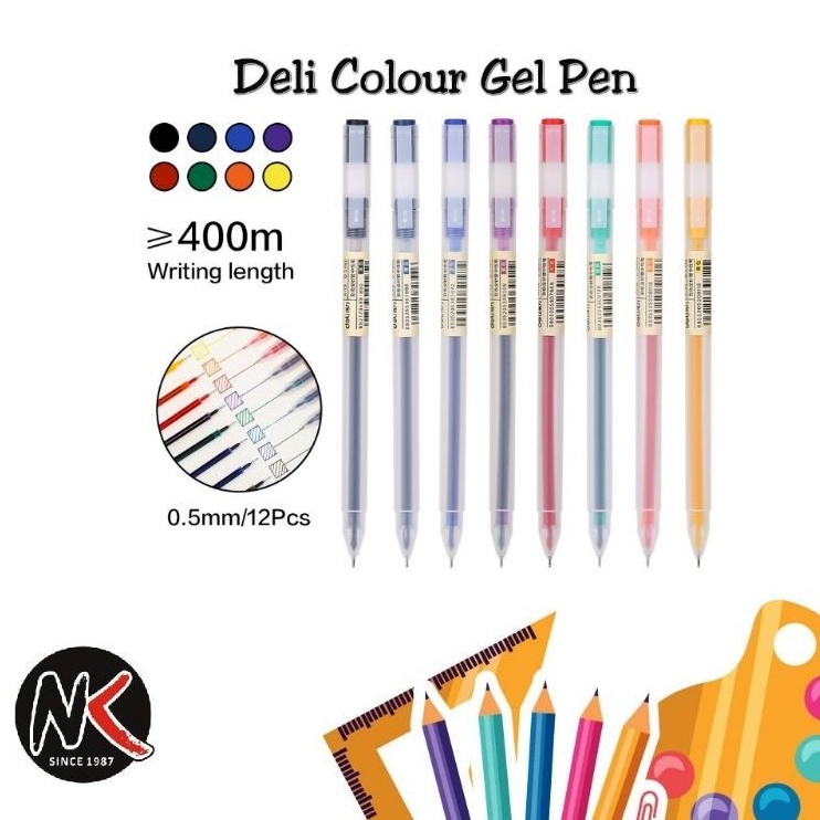 

Deli Color Gel Pen Pulpen Gel Warna Cerah Needle Tip 0.5mm A119