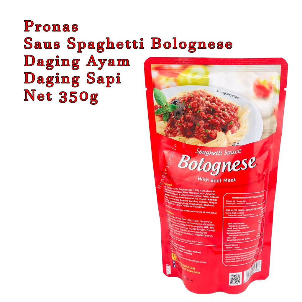 saus sepageti bolognais * Pronas * Daging ayam * daging sapi * 350g