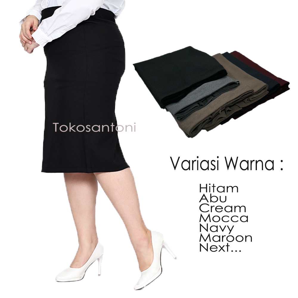 Rok Span Jumbo Sepan Polos Hitam Big Size 7/8 Sebetis Premium