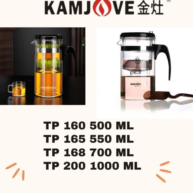 Teko Seduh Saring Kamjove Press Art Tea Kopi Cup Teko kaca Ceret