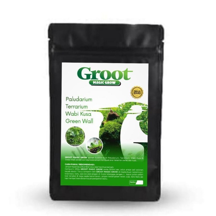groot magic grow media tanam pupuk paludarium terrarium wabikusa aquas