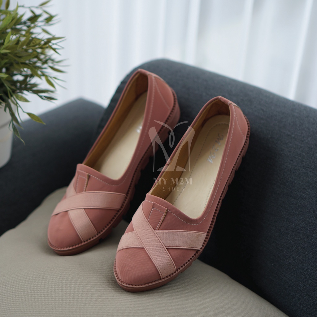 Mym2mLacruzi Sepatu Wanita Slip on Kasual Peach