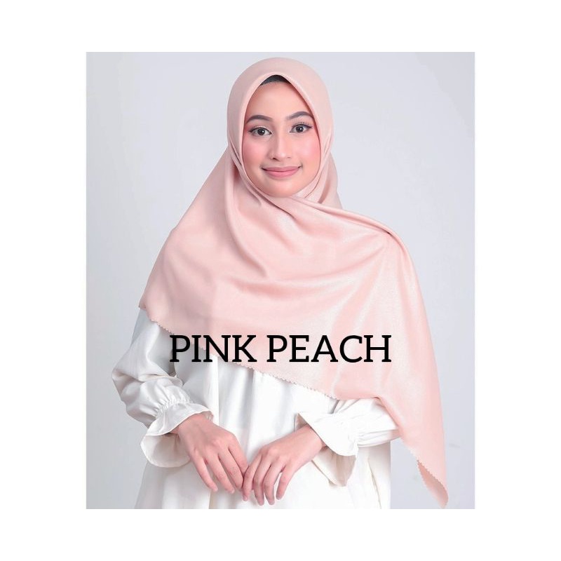 LUXURY PLAIN LC BY UAMAMA SCARF TEPI LACER CUT HIJAB/KERUDUNG GLOWING PESTA MEWAH SEGI EMPATi-PINK PEACH