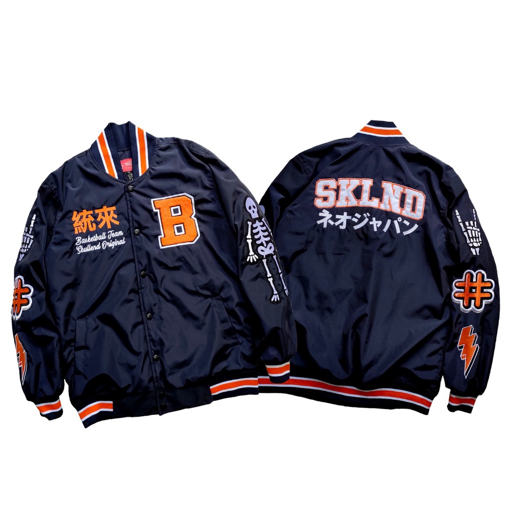 SKULLEND Varsity Jacket Bomber Baseball Pria Wanita Full Bordir Towel