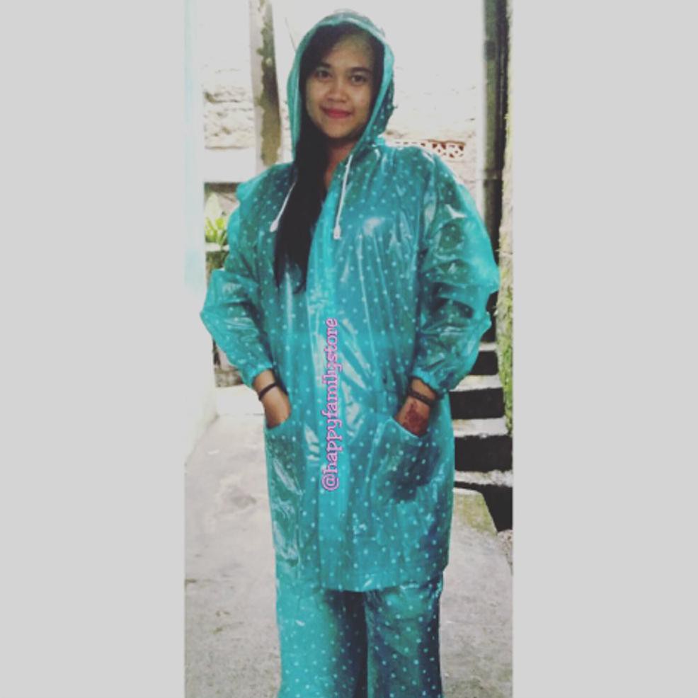 JAKET CEWEK Jas Hujan Polkadot Wanita Jaket Celana Ibex Bandung