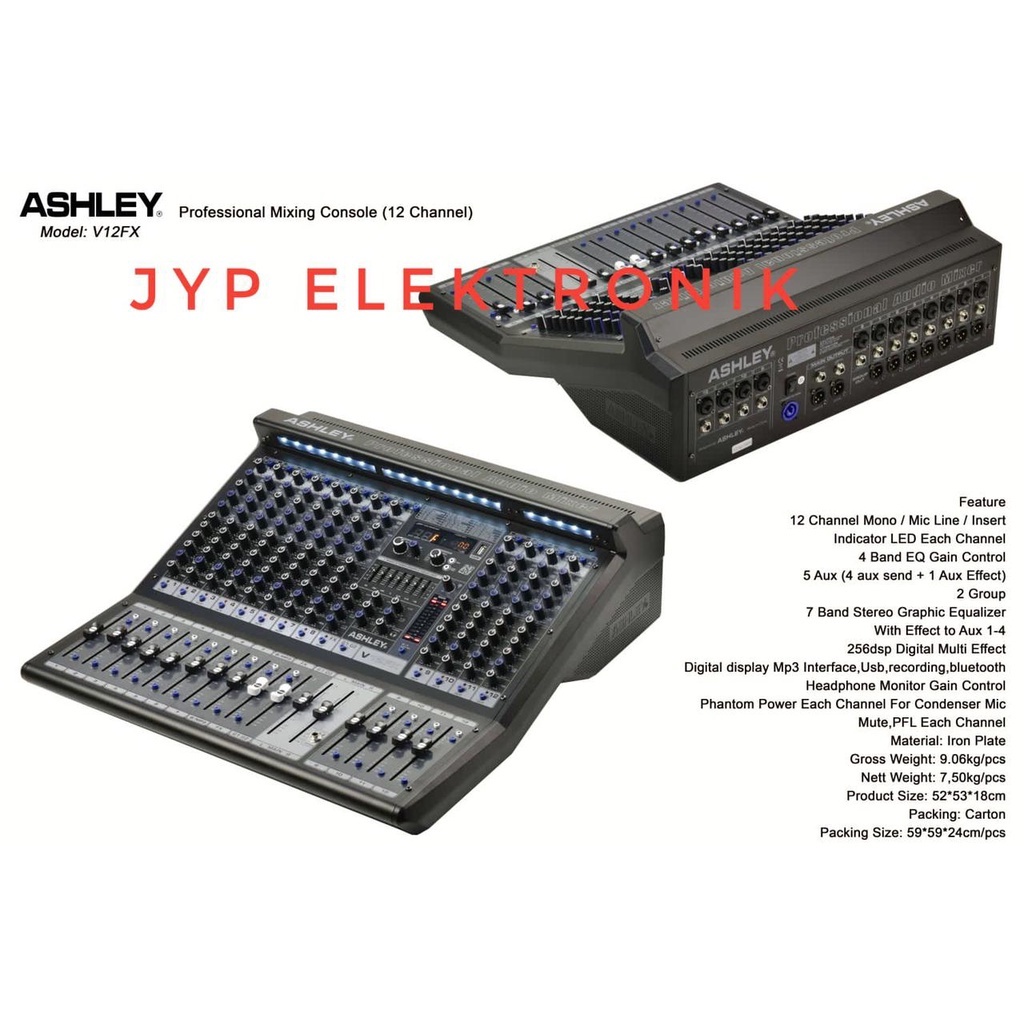 MIXER AUDIO ASHLEY V 12FX / V12FX / V 12 FX ORIGINAL NEW MODEL