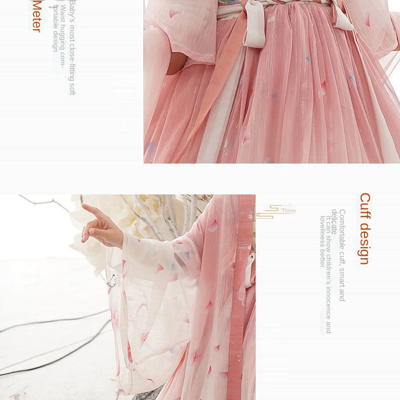 Hanfu girls' Chinese style autumn girls' big children's ancient clothes children's Pink Long Sleeve